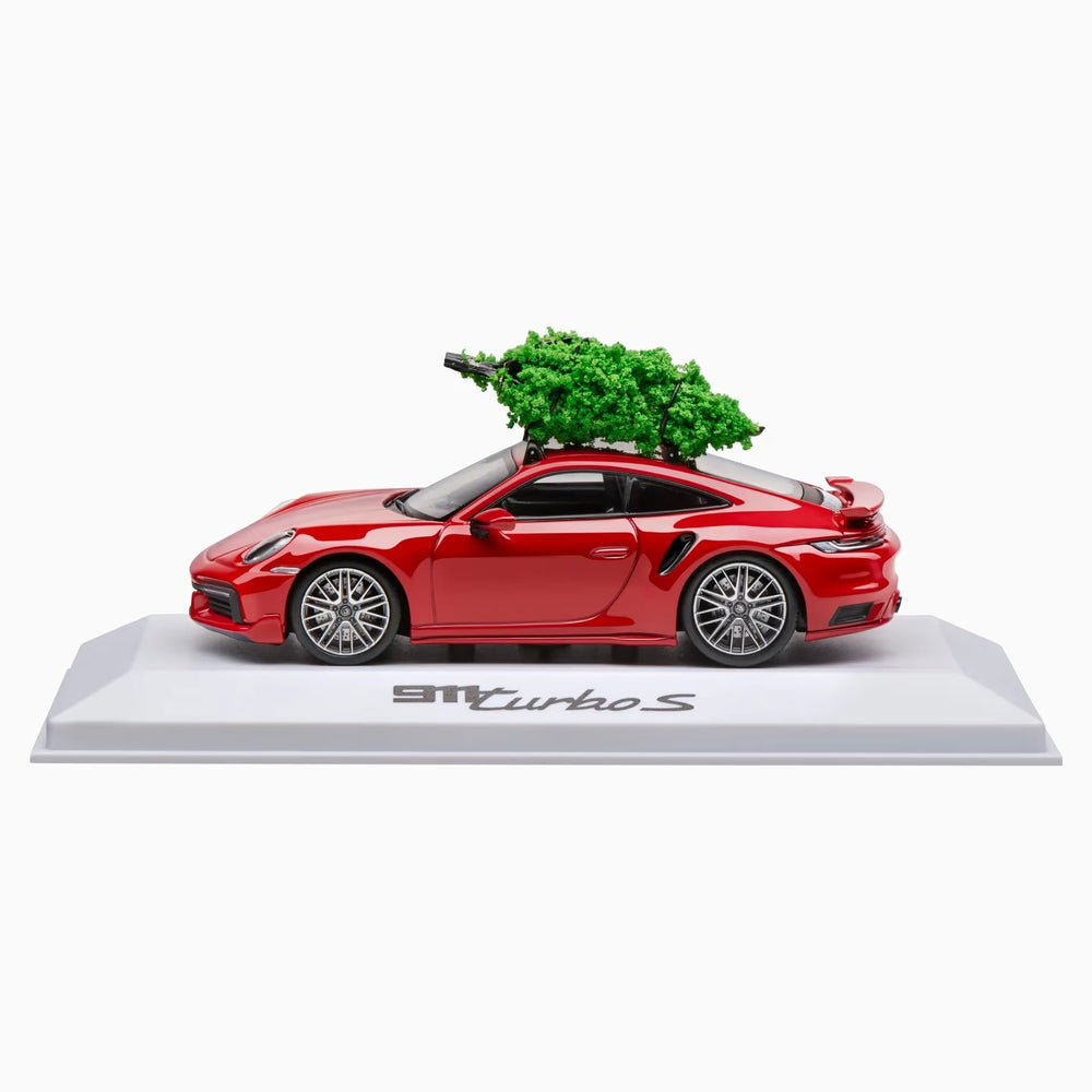 Porsche 911 Turbo S (992) 1:43 Scale Model Car - Carmine Red Christmas