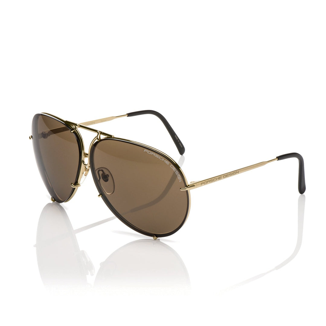 Porsche Design Unisex Aviator Sunglasses P'8478 with Interchangeable Lenses, Light Gold