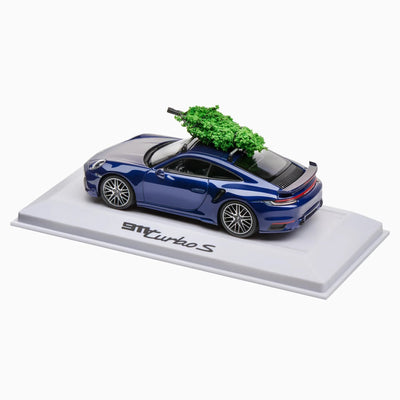 Porsche 911 Turbo S (992) 1:43 Scale Model Car - Gentian Blue Christmas