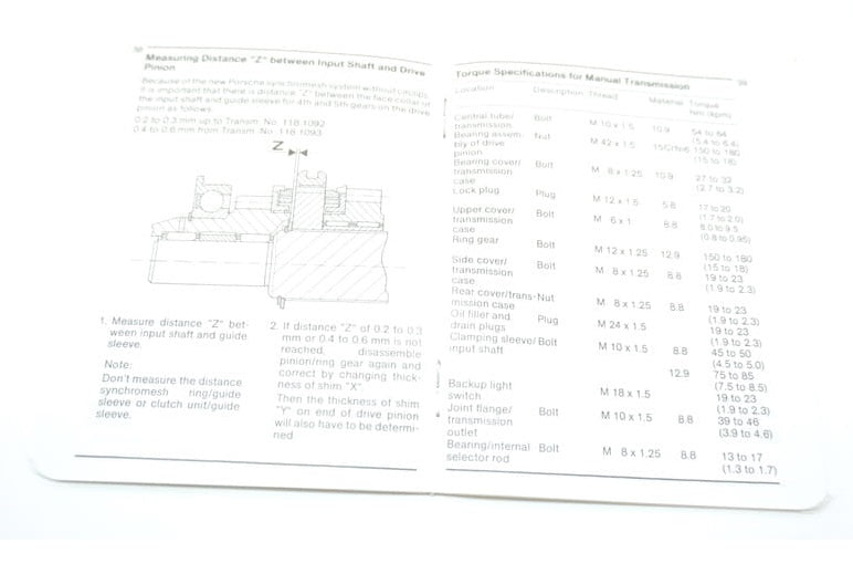 Porsche Technical Specifications Pocket Book - 928