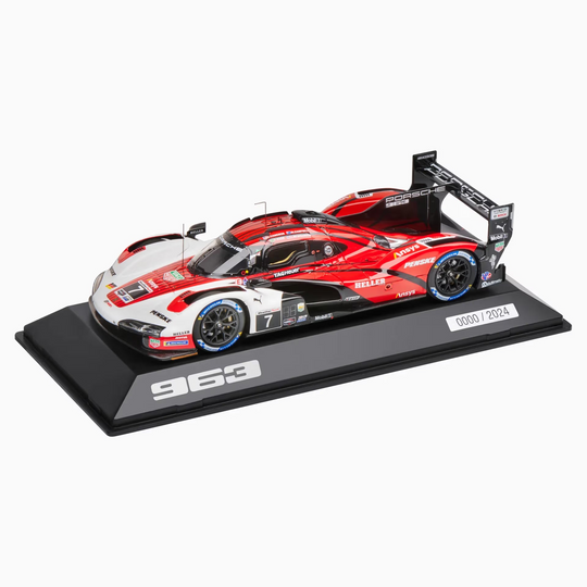 Porsche 963 , 1:43 Scale Model Car - White/Red/Black