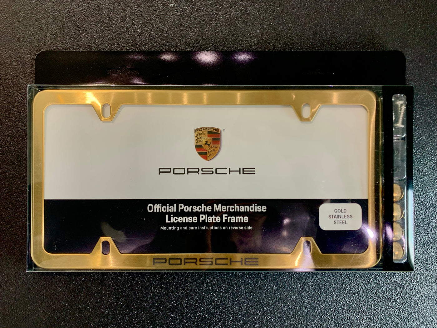 Porsche Tequipment Slimline License Plate Frame - Gold