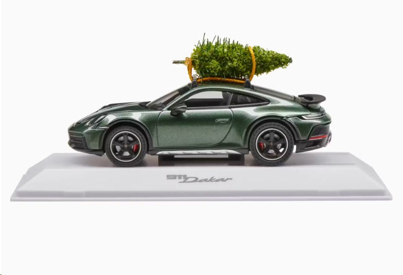 Porsche 911 Dakar 992 W/ Christmas Tree 1:43 Scale Model Car - Green