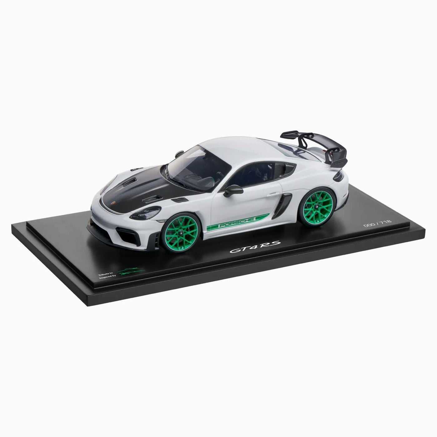 Porsche 718 Cayman GT4 RS in White/Green - 1:18 Scale Model Car