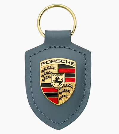 Porsche Crest Leather Keychain - Shore Blue