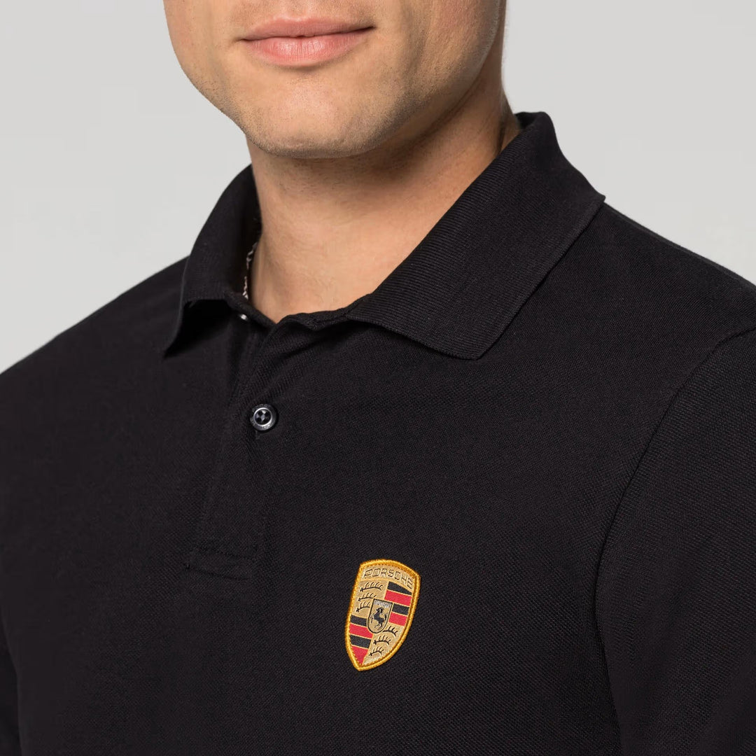 Porsche Crest Men's Polo Shirt - Black