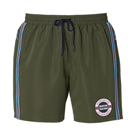 Porsche Men's Swim Shorts, Olive Green - Martini Racing