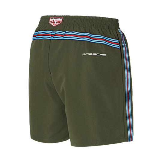 Porsche Men's Swim Shorts, Olive Green - Martini Racing