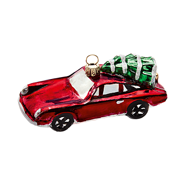Porsche Christmas Ornaments - 911 with Tree, Red