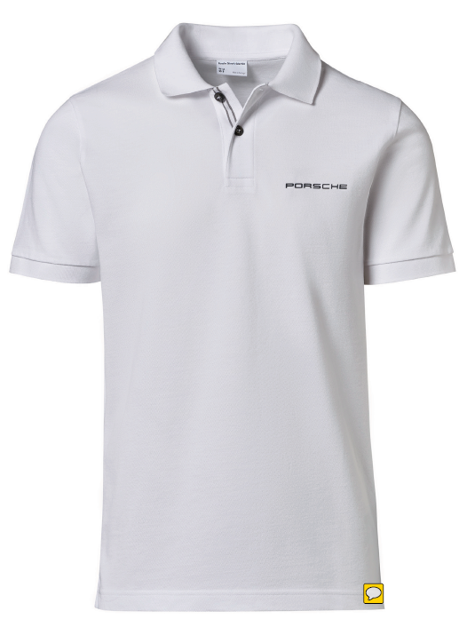 Porsche Script Men's Polo Shirt, White - Essential