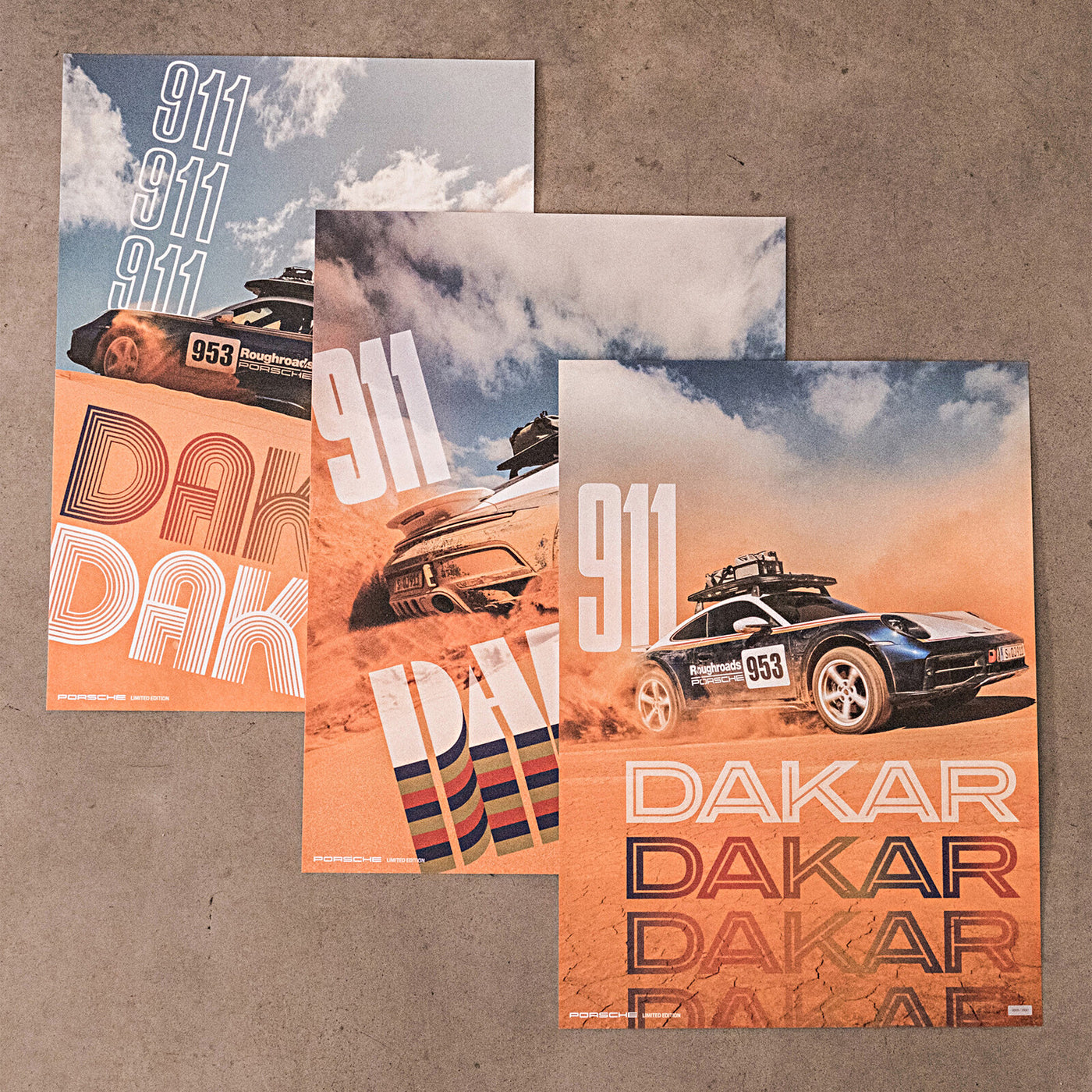 Porsche 911 Dakar Poster Set ,  Three Pieces , Limited Edition