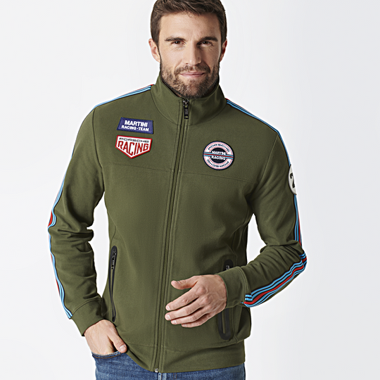 Porsche Men's Zip Up Sweater (Green) - Martini Racing