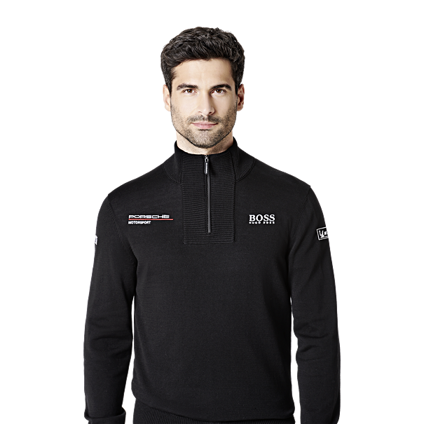 thumbnail image 2 of Genuine Porsche Motorsport Knit Jumper - Black, BOSS - Unisex 2 of 6