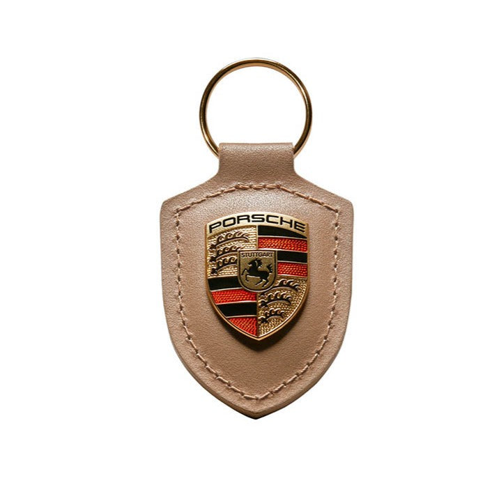 Leather Key Pouch with Embossed Porsche Crest - Wine Red - PCG-044-100 —