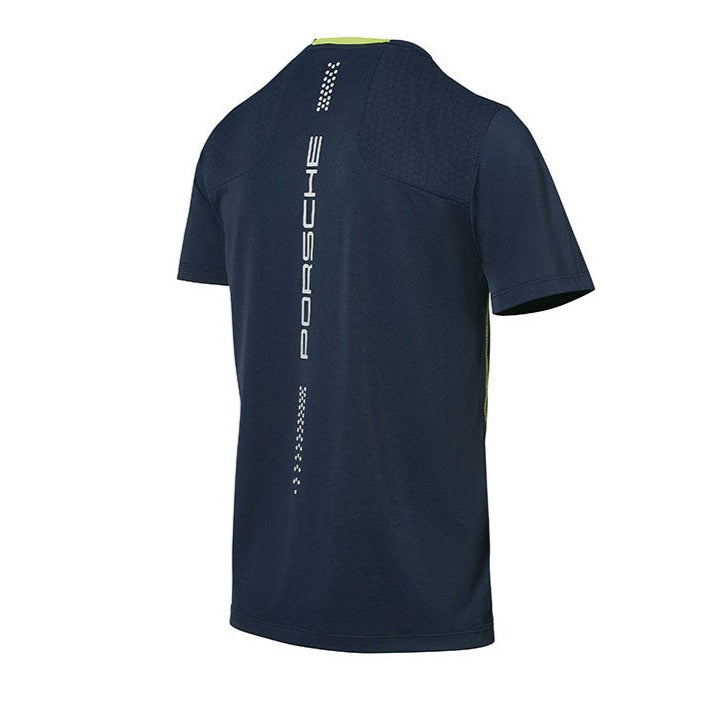 Porsche Men's T-shirt, dark blue/acid green - Sport