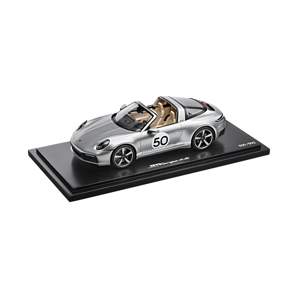 Porsche 911 Targa 4S Heritage Design Edition, 1:18 GT Silver Model Car